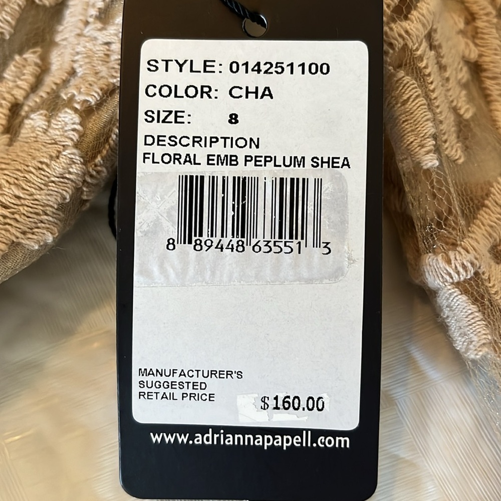 NWT Champagne Color Cocktail Dress by Adrianna Papell Size 8 - Picture 8 of 8